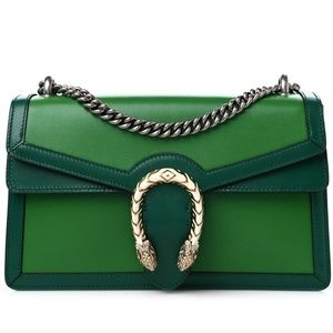 GUCCI SMALL CALFSKIN DIONYSUS SHOULDER BAG IN EMERALD